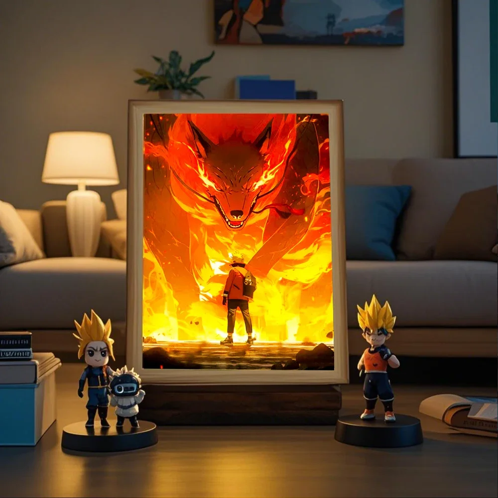 Anime Light Painting Photo Frame Naruto LED Night Light Naruto for Bedroom Decor Wall Art Send Moonlight Birthday Gifts for boy