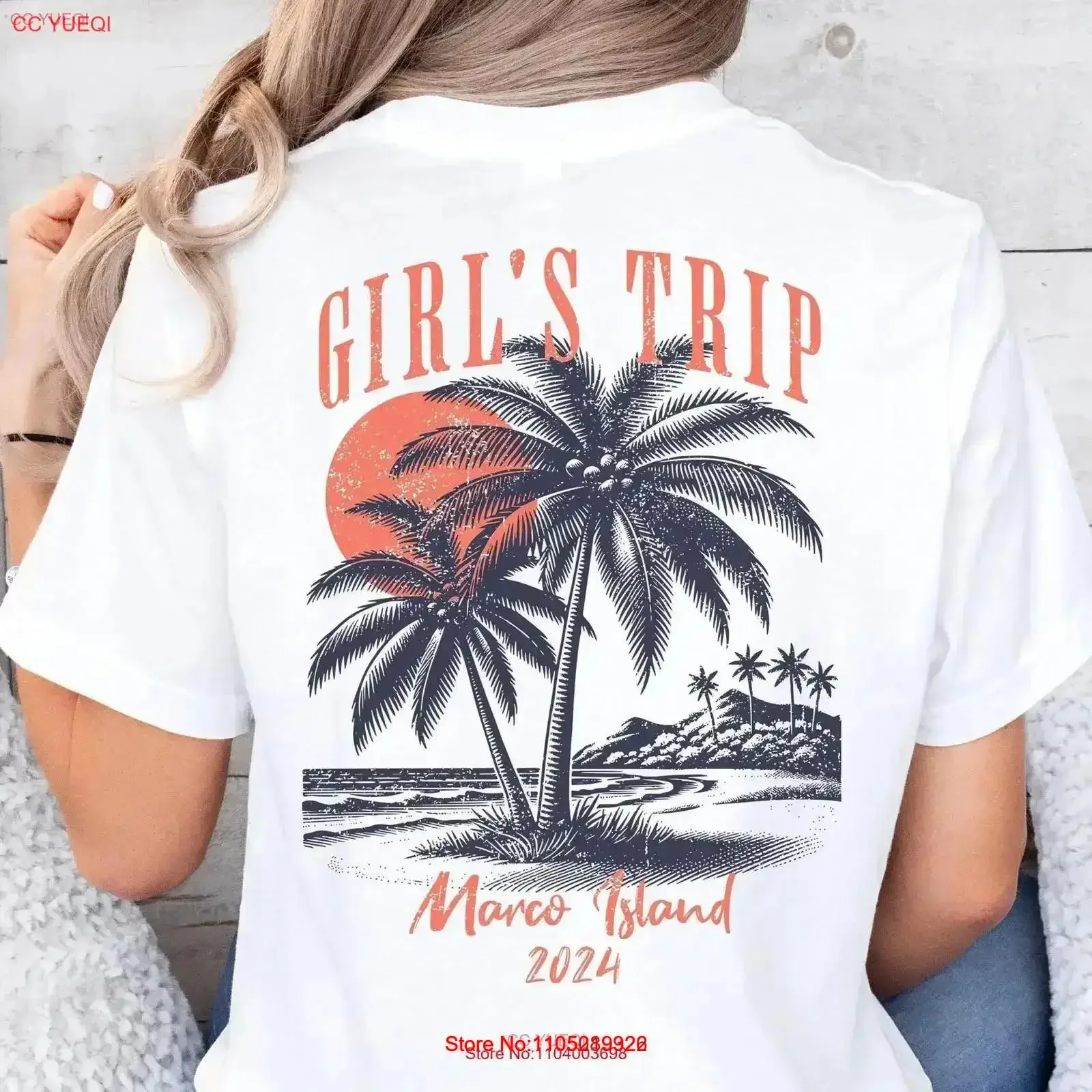 

Custom Girls Trip T Shirt Beach Vacation Ladies Weekend Personalized Palm Trees vintage Washed designer clothes Breathable