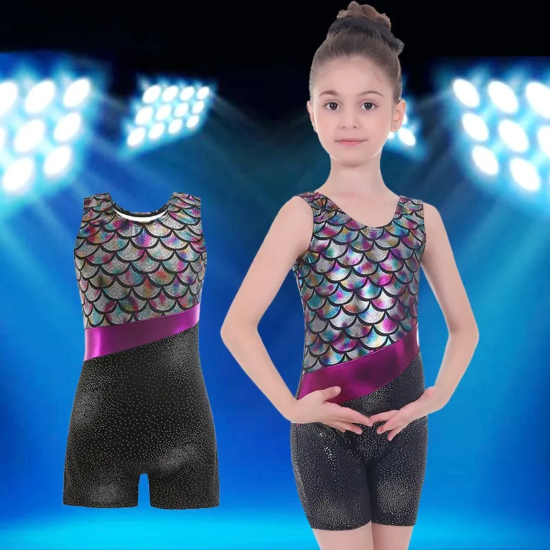 5-12 Years Old Fashion Girls Gymnastics Leotards Sizes Short Girls\' Dancewear Jumpsuit