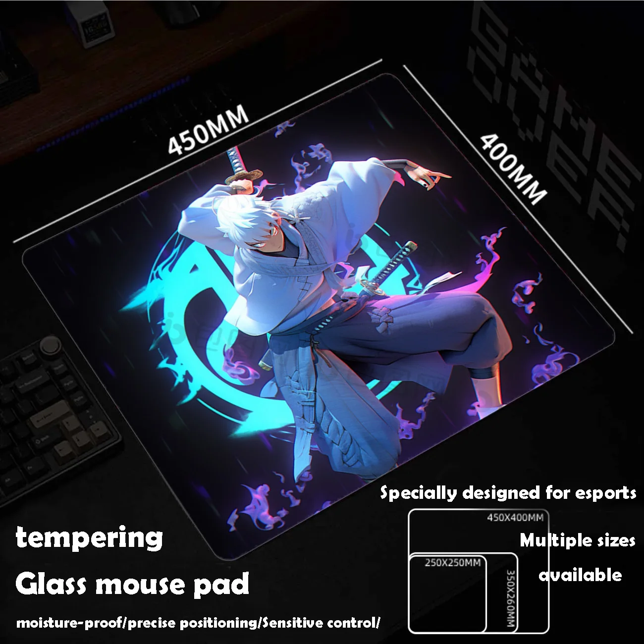 

Cool Boy Glass Mousepad Sora Game Mouse Pad Customized Pattern Tempered Smooth Gaming Desk Mat Fps Esports Office Gaming