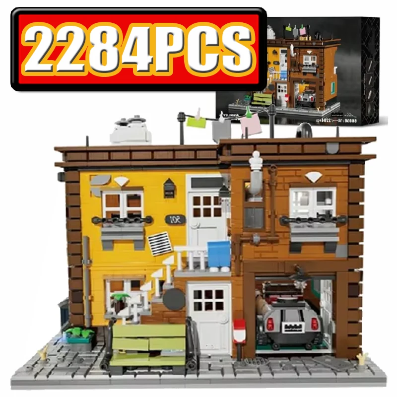 

MOC City Street View Ashlef's 2-Story House Building Block Set - Modular Architecture Model Brick Puzzle Toy for Holiday Gifts