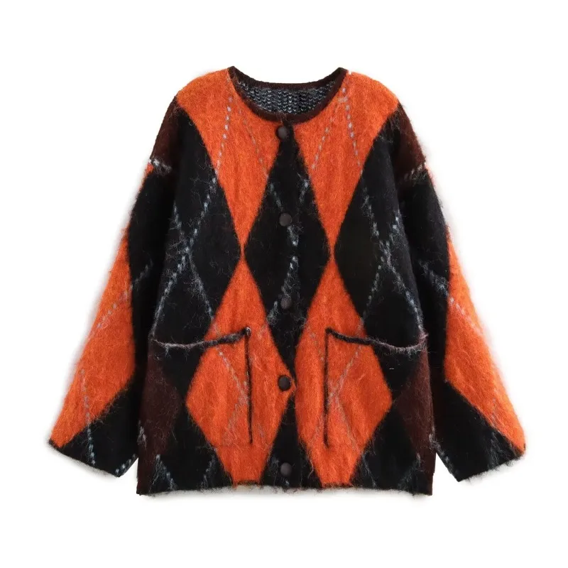 

Женский модный вязаный кардиган, осень-зима, повседневные свободные свитера с круглым вырезом и длинными рукавами, женский трикотаж на пуговицах, шикарная верхняя одежда