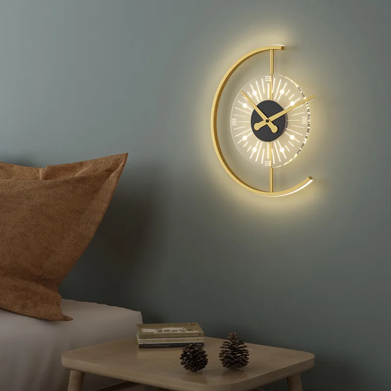 Wall lights, clock, new light luxury living room, TV background, wall lights, bedside lights, bedroom decorative lights