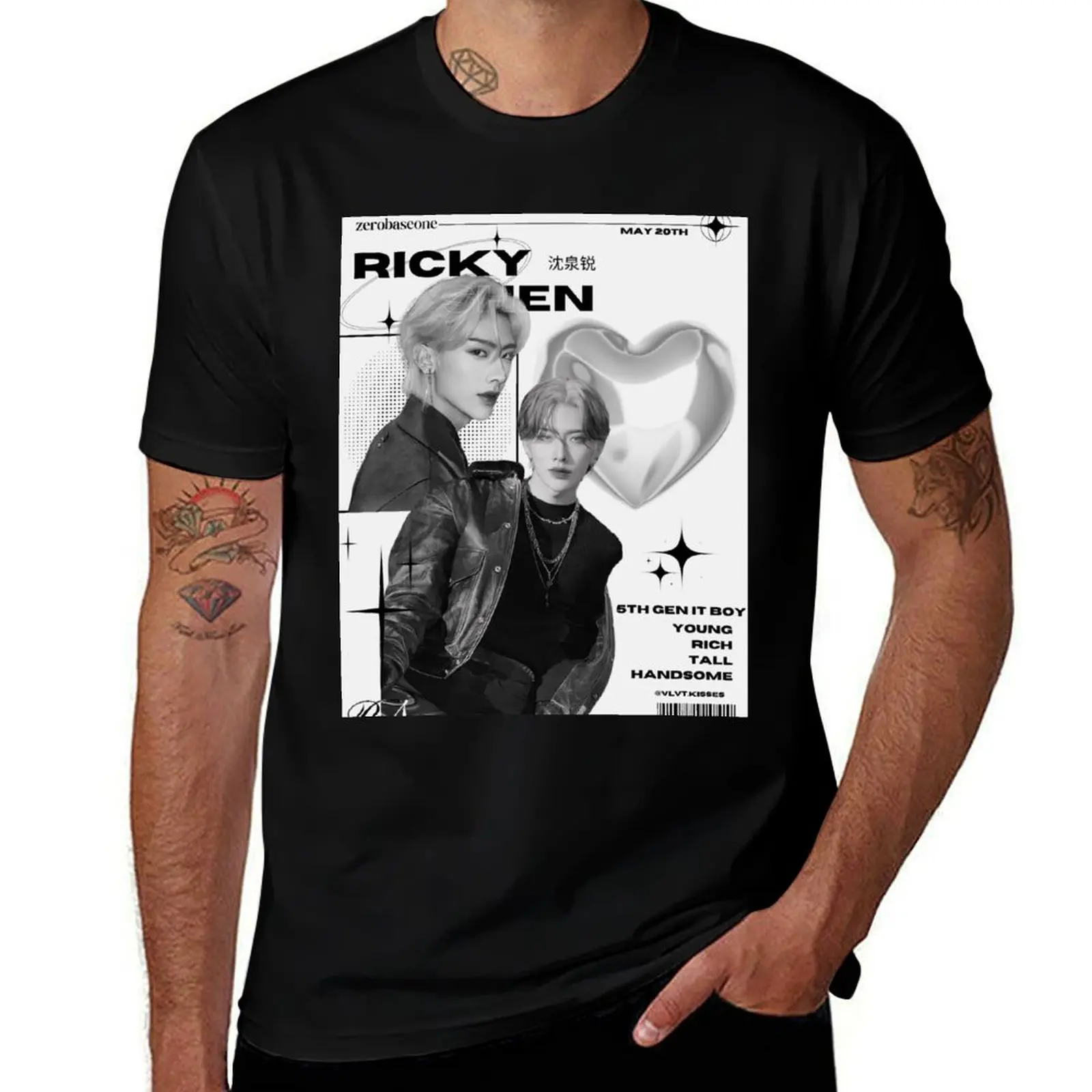 zerobaseone Ricky heartthrob concept T-Shirt Minimalist Plain Crew Neck T-Shirt
