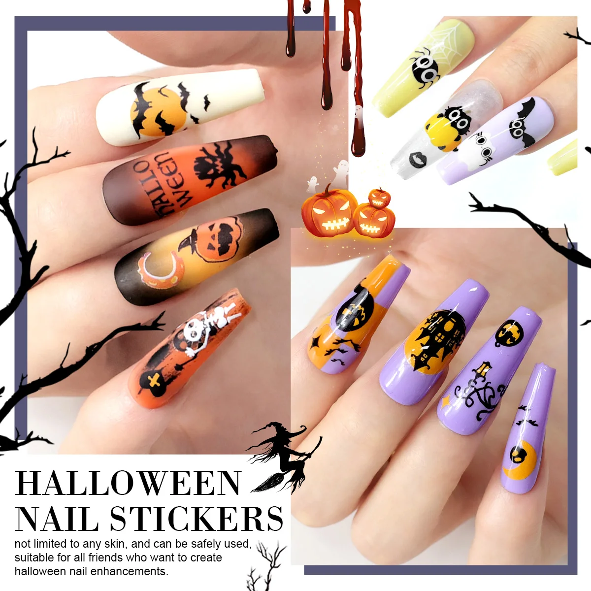 LIMEGIRL Halloween Zestaw żelowych lakierów do paznokci z top coatem i baza pod lakier do paznokci DIY Design Gel Manicure Salon & Home Halloween Gift