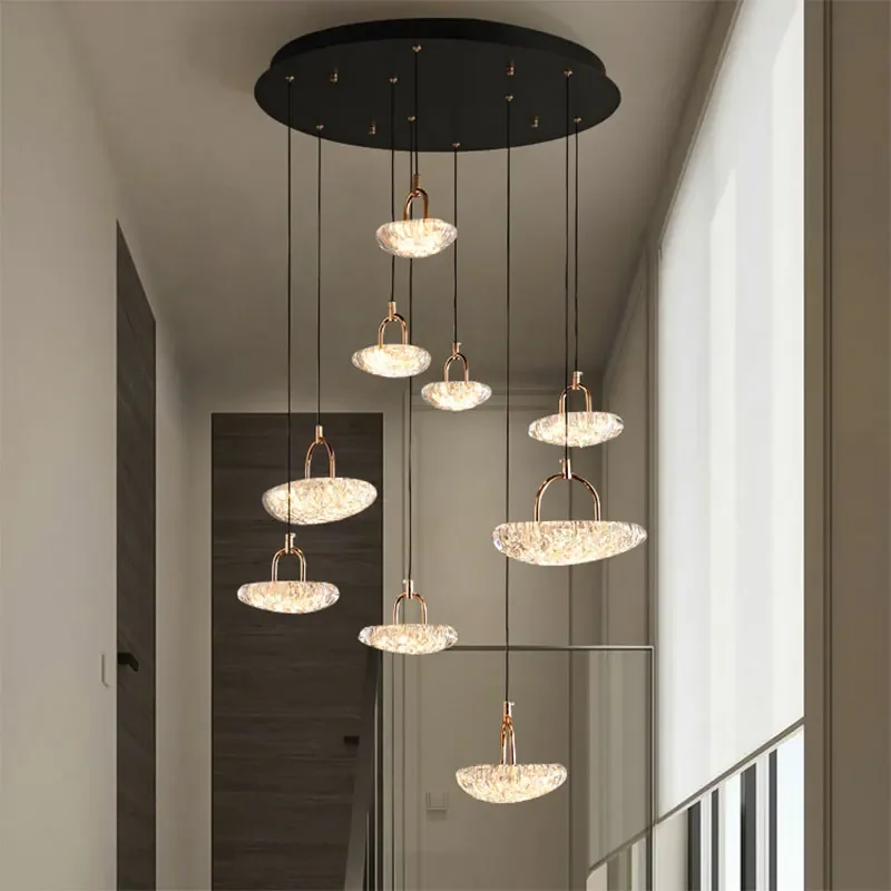 

Modern Acrylic Pendant Lights Staircase Hotel Villa Lobby Living Room Chandeliers for Room Decor Luminaires fixture