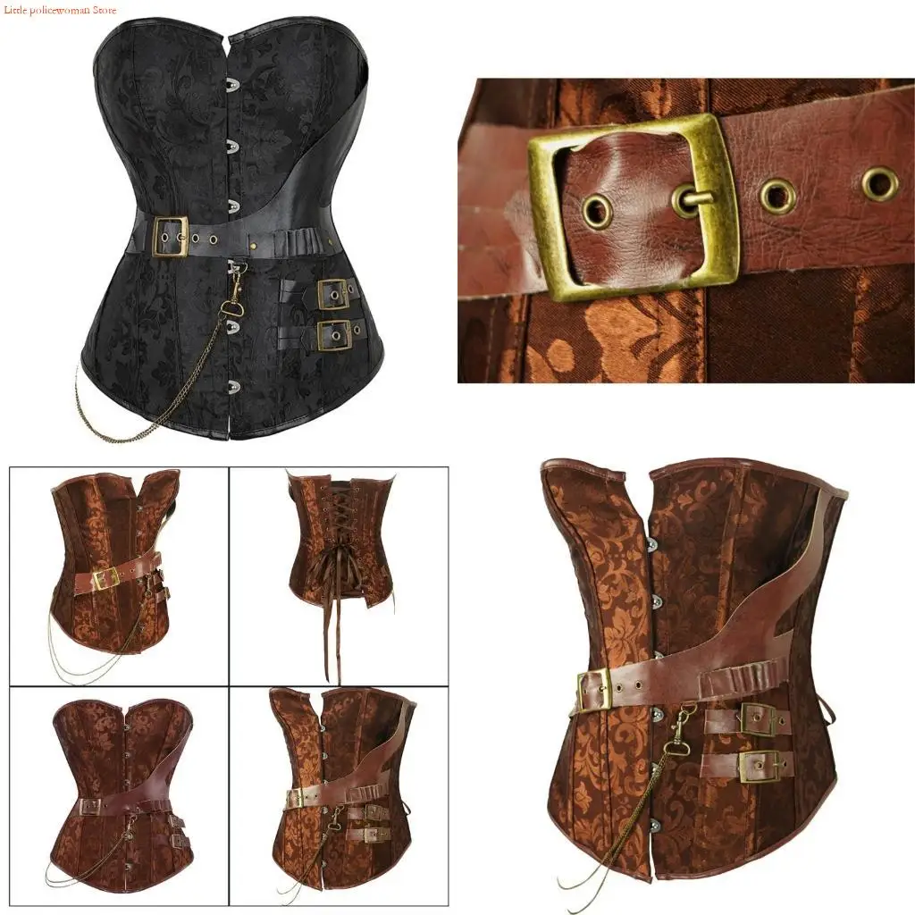 F92d 빈티지 해적 허리 Cincher Corset Victorian Bustier 프랑스 코트 스타일 Bustier Jacquard Flower Waist Trainer Bodysuit