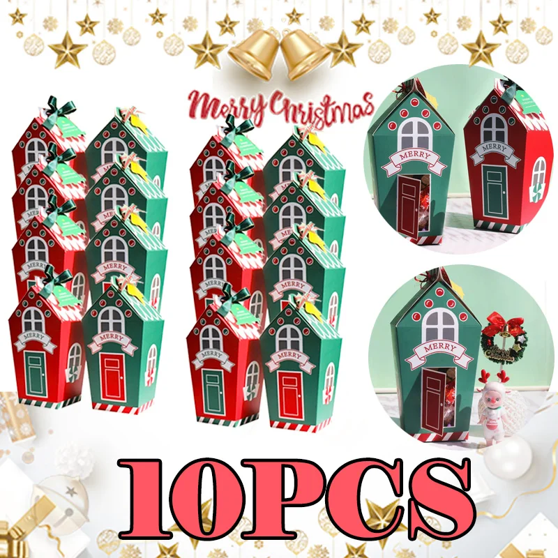 6/10PCS Newest Christmas Cookies Candy Box Christmas Bakery Treat House Box Nougat Santa Claus Snow Flake Holiday Gift Blind Box