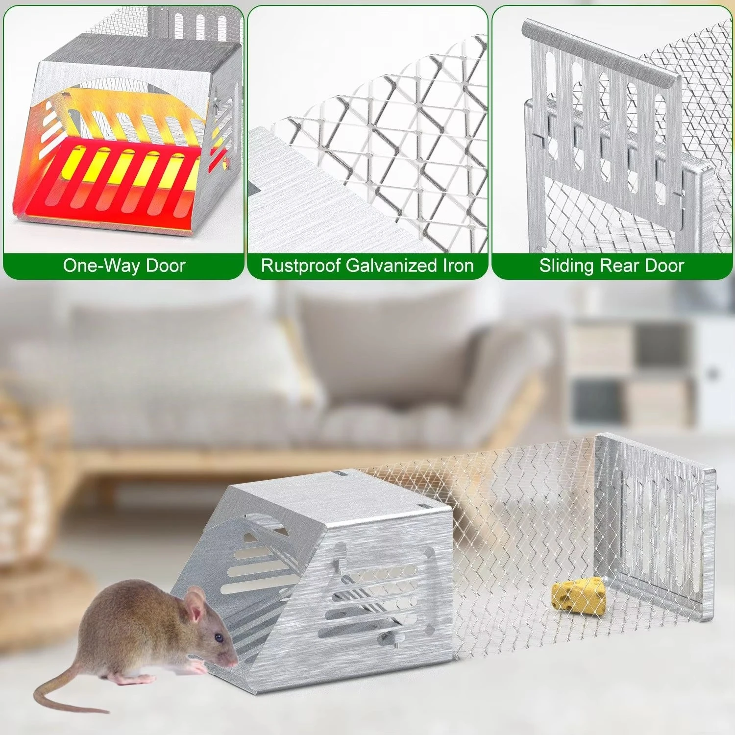2-Pack reusable mousetrap, no assembly required, rodent control products