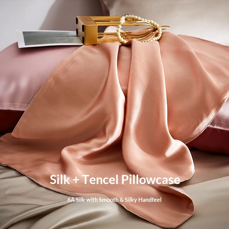 Silk Tencel Blend Pillowcase Smooth Breathable Cooling Pillow Case 48x74cm for Hair and Skin Breathable Silk Pillow Case Sleep