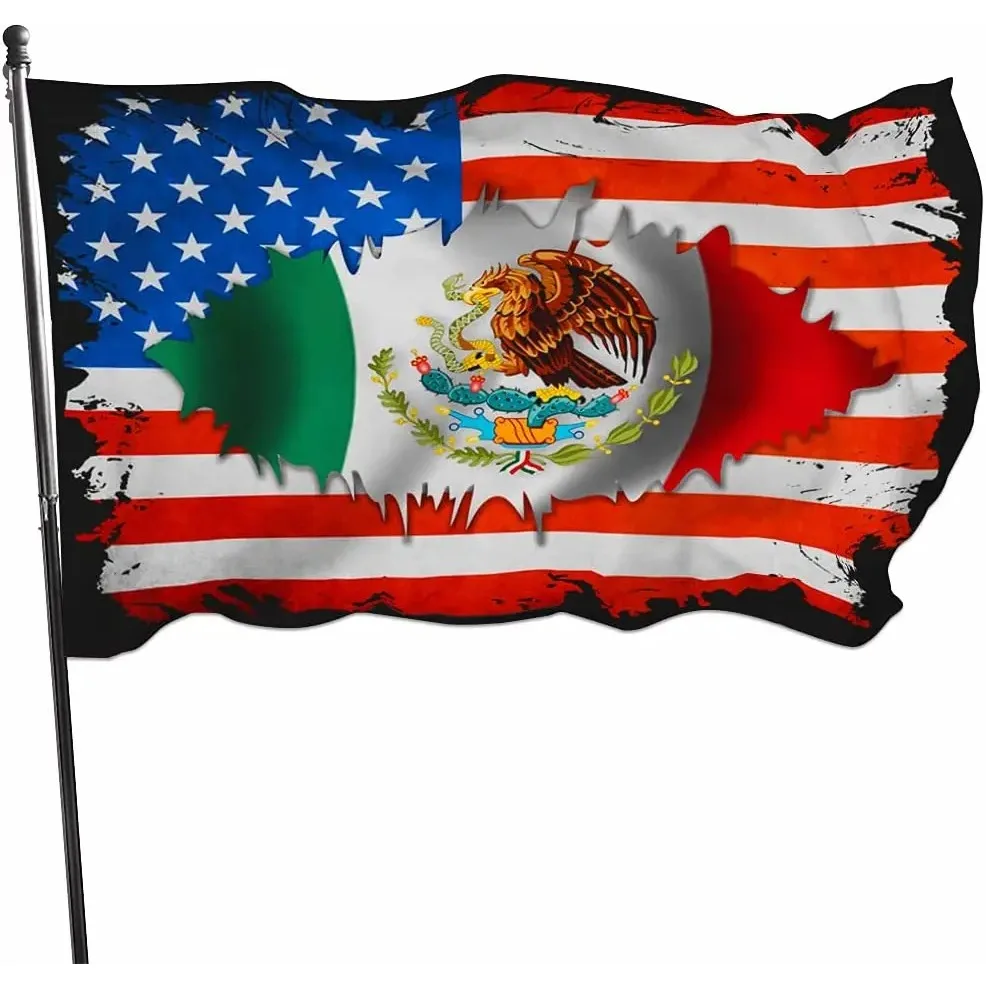 Mexico USA Friendship Flags for Dorm Home Decor, Double Side Print Mexican American Funny Outdoor Flags & Banner Sign