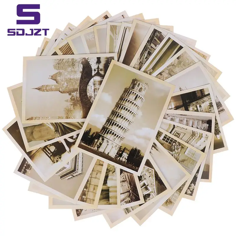 Cards Gift Cards Christmas Postcards Hot sale 32pcs Classical Famous Europe Building Vintage Style Memory Postcard Set Greeting