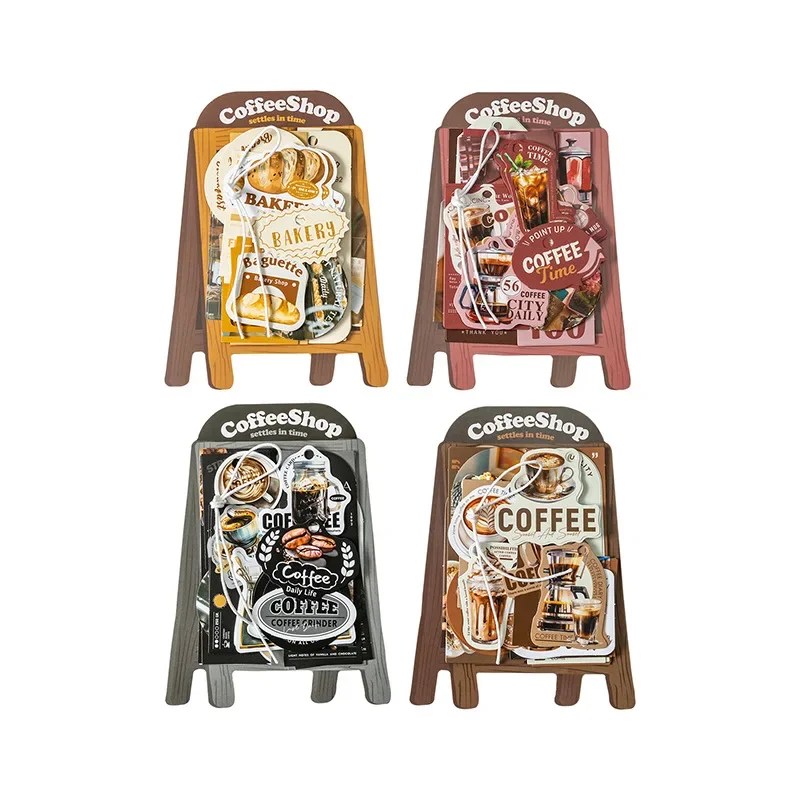 1pack/2pack Account Decor 30 Sheets/pack Coffee Themed Retro Punched Stickers Open a Coffee Shop Series 4 Styles for Hand