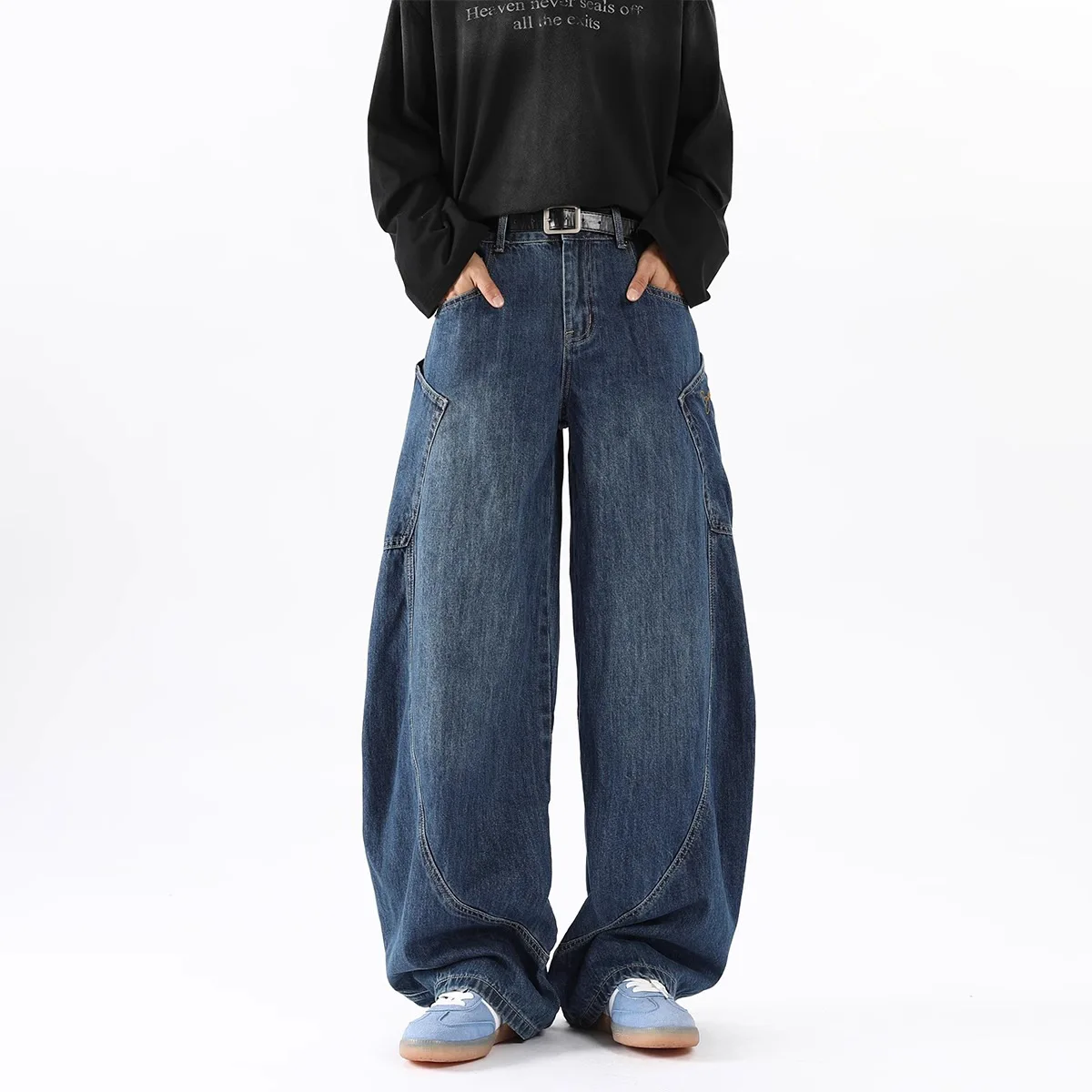 MYSUOLOVE Fashion design jeans Baggy wide-leg floor-length trousers for hen party gifts