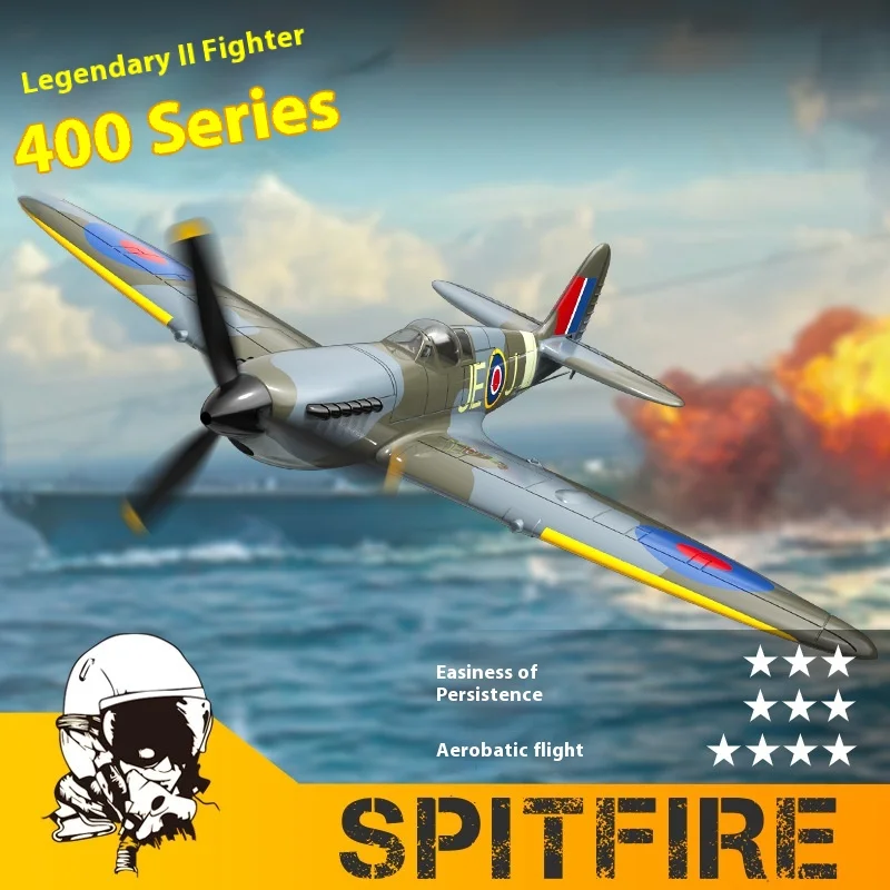 2.4g Hz New Spitfire Rc Airplane Epp 400mm U-Turn Aerobatic Wingspan 6-Axis Gyro One-Key Mini Rtf Model Kids Birthday Toy Gift