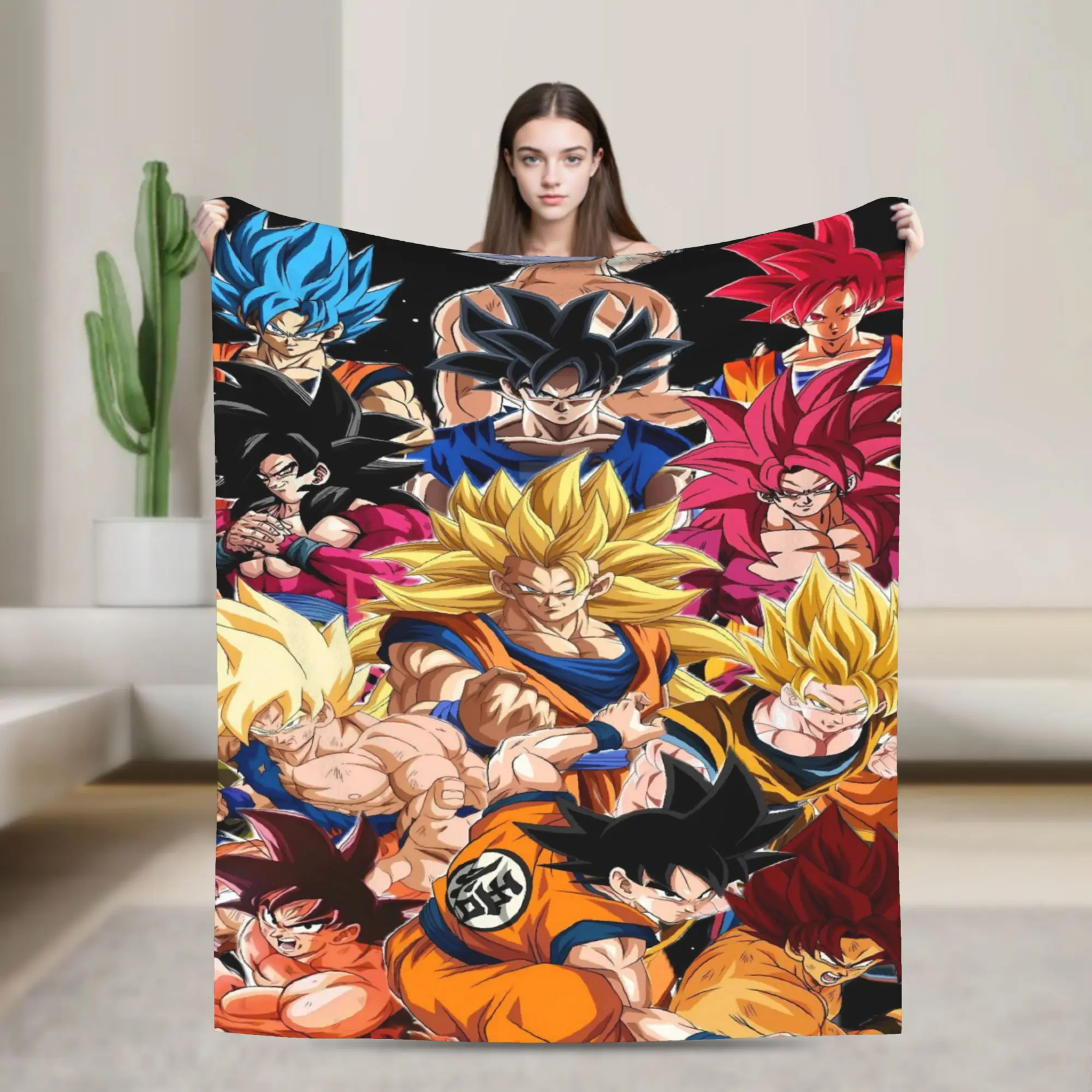 D-Dragon B-Ball 3D Japanese Anime Flannel Blanket Winter  Warm Soft Bedding Throws for Kids Novelty Bedspread Sofa Bed Cover