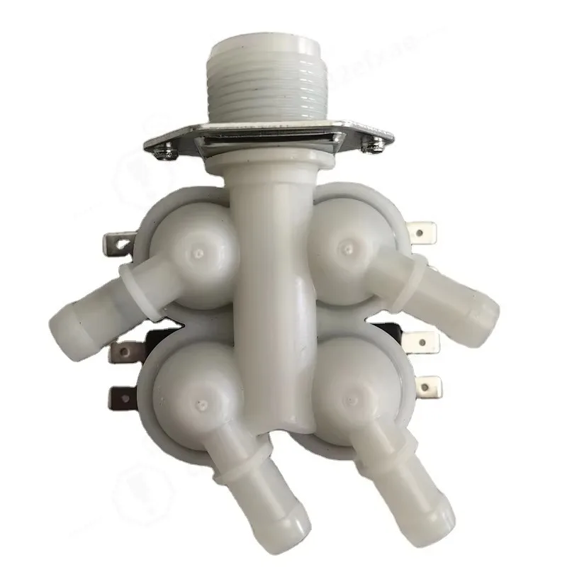 Four Way Water Inlet Solenoid Valve, 220V, Durable Replacement Part For Washing Machine Dryer Combo