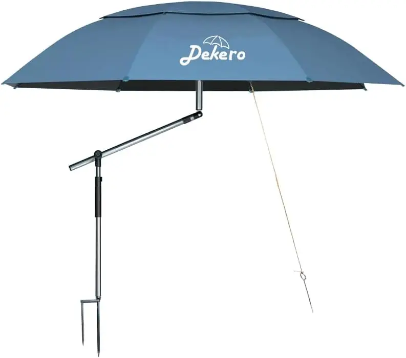 

8ft Large Beach Patio Umbrella with Sand Anchor, Heavy Duty Wind UV Protection, Tilt Sun Shade for Outdoor Travel