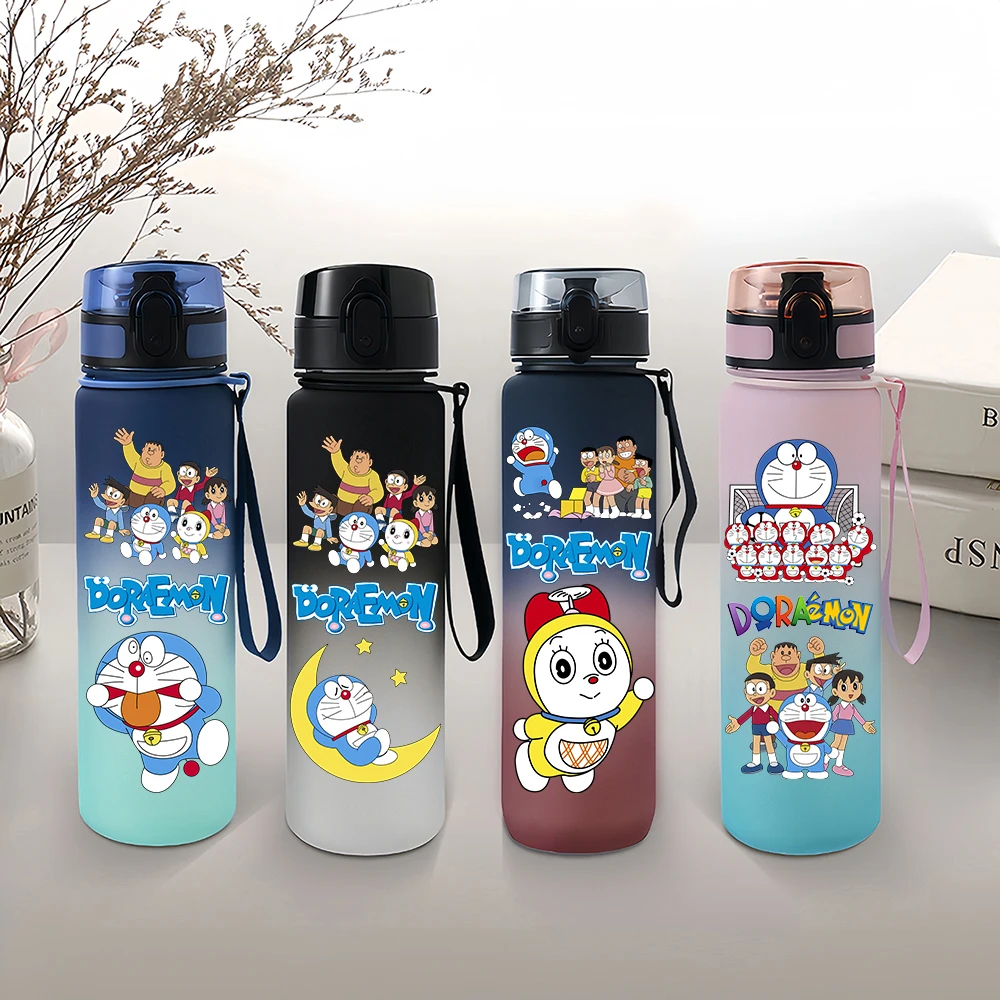 650ml large capacity Doraemon sports water bottle outdoor direct drinking hot water cup jingle cat frosted office cup