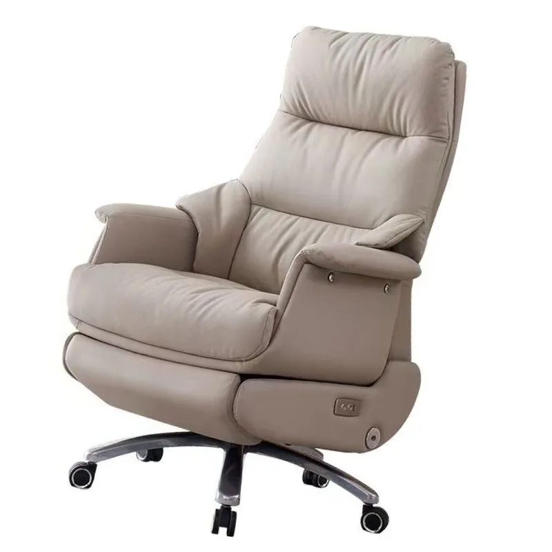 

Intelligent Electric Massage Boss Chair with USB Charging Lumbar Support Genuine Leather Office Chair Christmas gifts