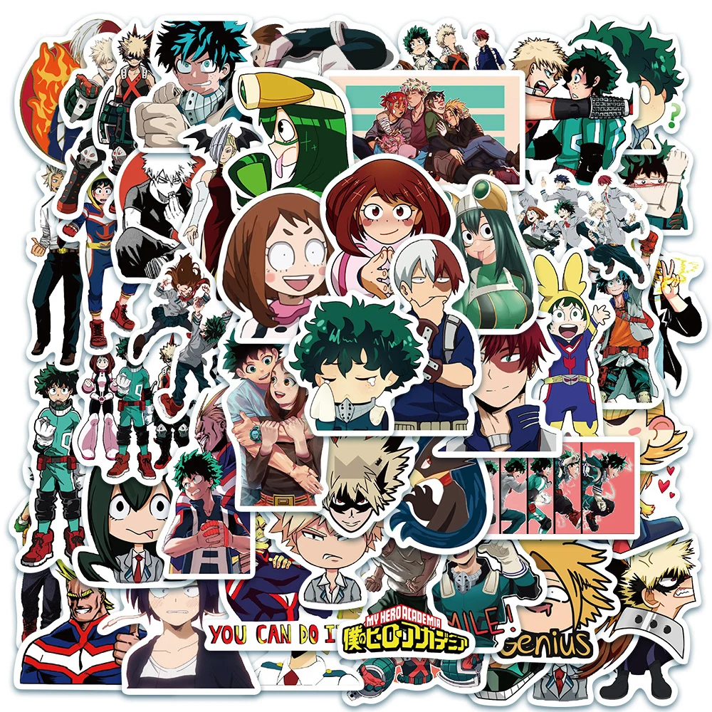 10/30/50/100pcs My Hero Academia Stickers Deku Anime Sticker Motorcycle Stationery Luggage Bakugou Katsuki All Might Decal Toy