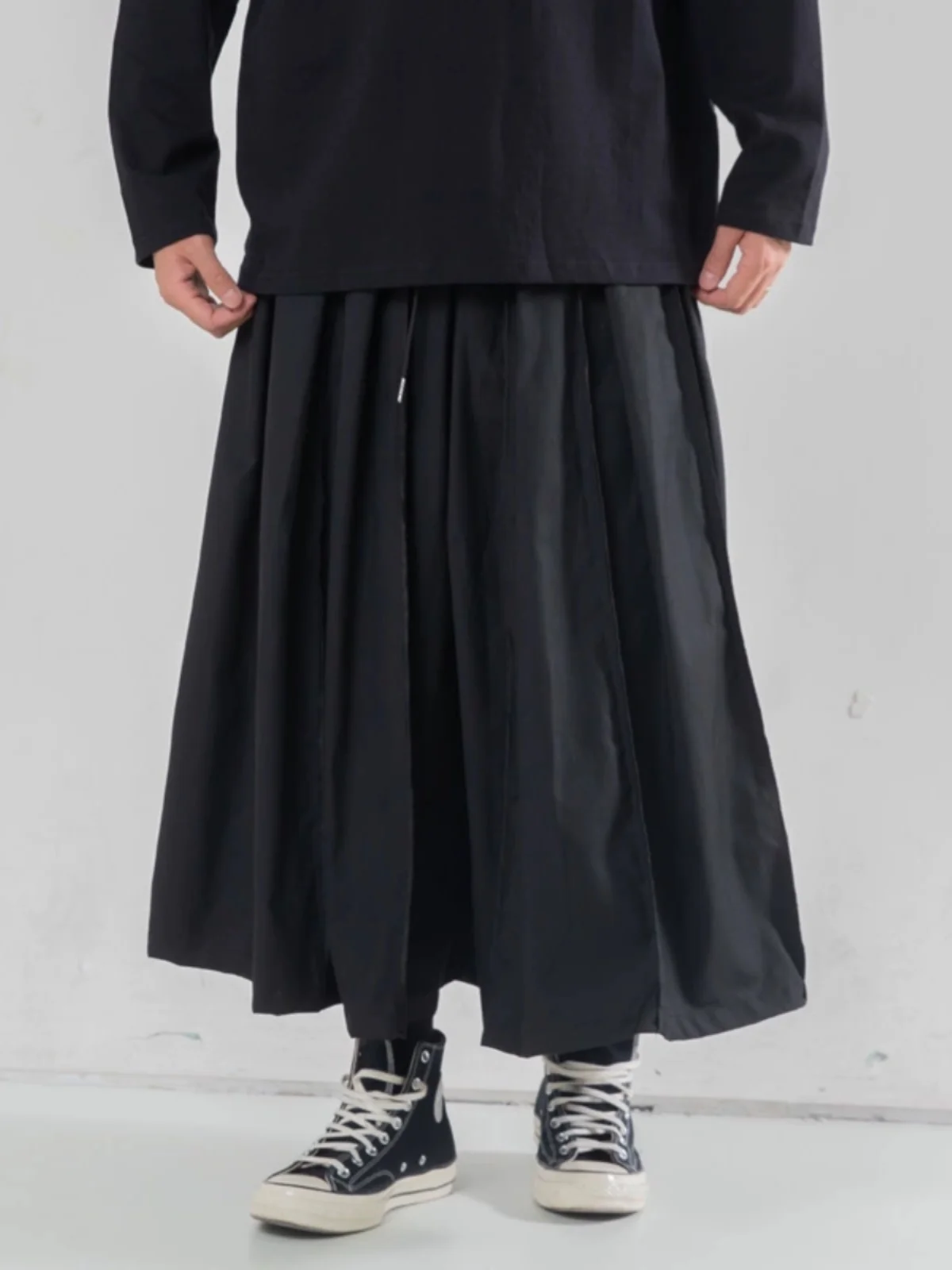 Japanese Style Culottes Couple Wide-Leg Skort Yamamoto Dark Bright Line Design Fashion Brand Casual Pants