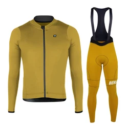 Biehler men primavera/outono equipe camisa de ciclismo conjunto bicicleta respirável manga longa terno confortável bicicleta topo calças esportivas