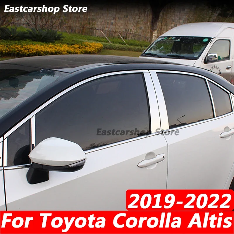 

For Toyota Corolla E210 12th Car Stainless Steel Middle Central Column Window Trim B C Pillar Chrome Sticker 2019 2020 2021 2022