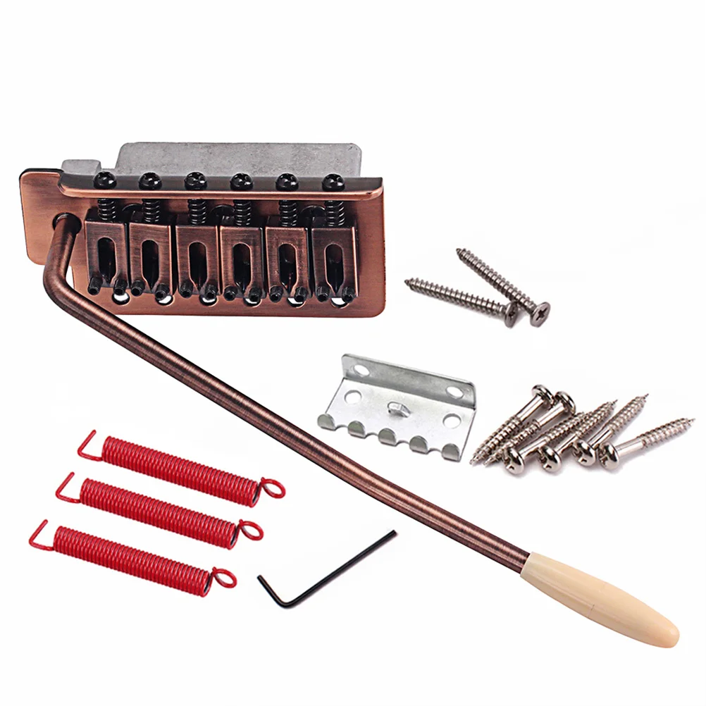 

1 Set 6 String Flat Saddle Single Tremolo System For Fd St Electric Bronze -Hand Guitar Bridge Kit Fixed Hardtail
