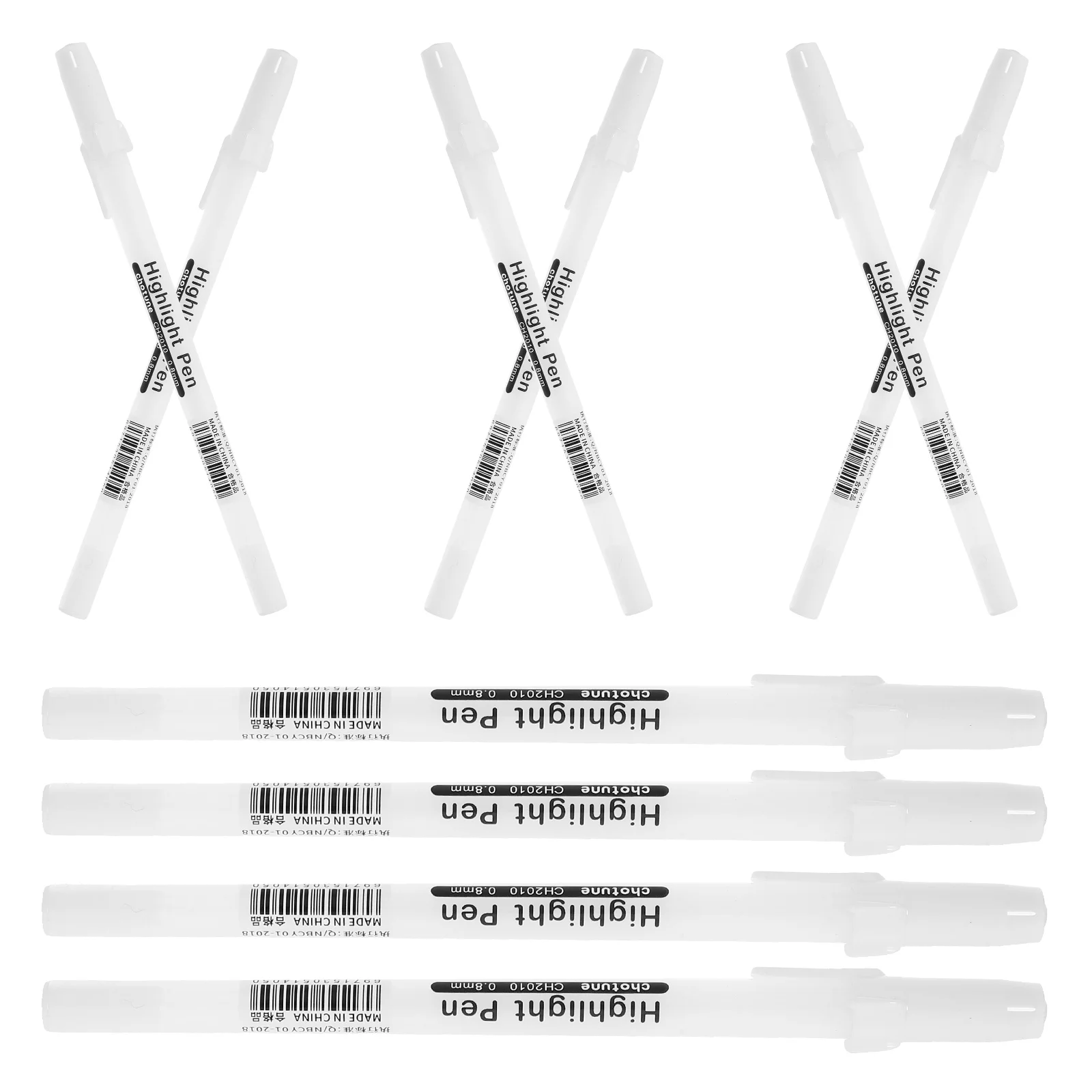 

10pcs White Highlighter Liner Hand-Painted Marking Pen Smooth Writing Shimmer Effect Durable Marker For Coloring Books