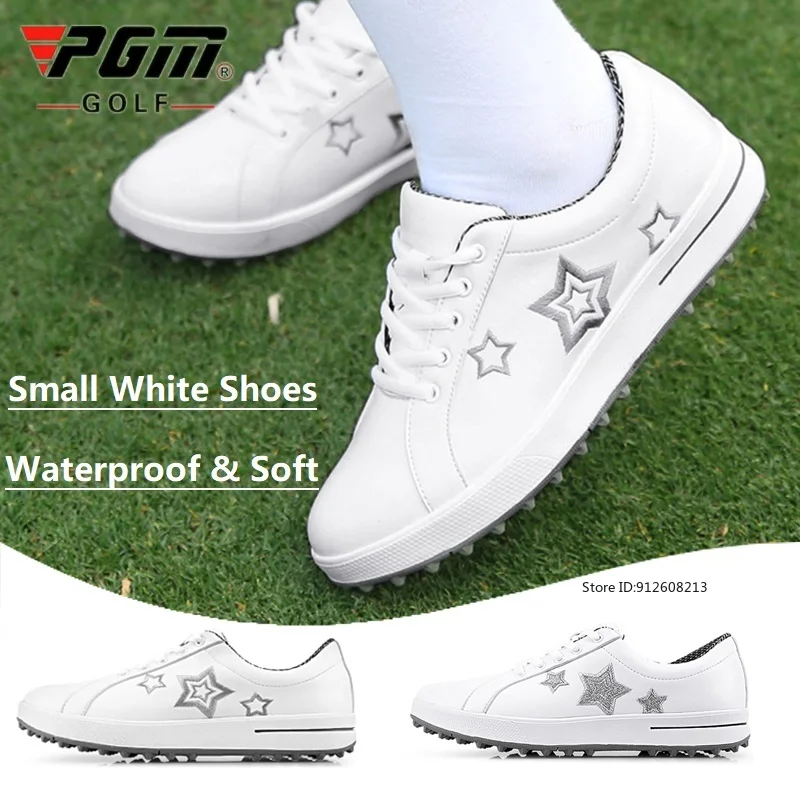 PGM Women's Golf Shoes Breathable Lace Up Sports Sneakers Ladies Waterproof Small White Golf Shoes Leisure Walking Footwear