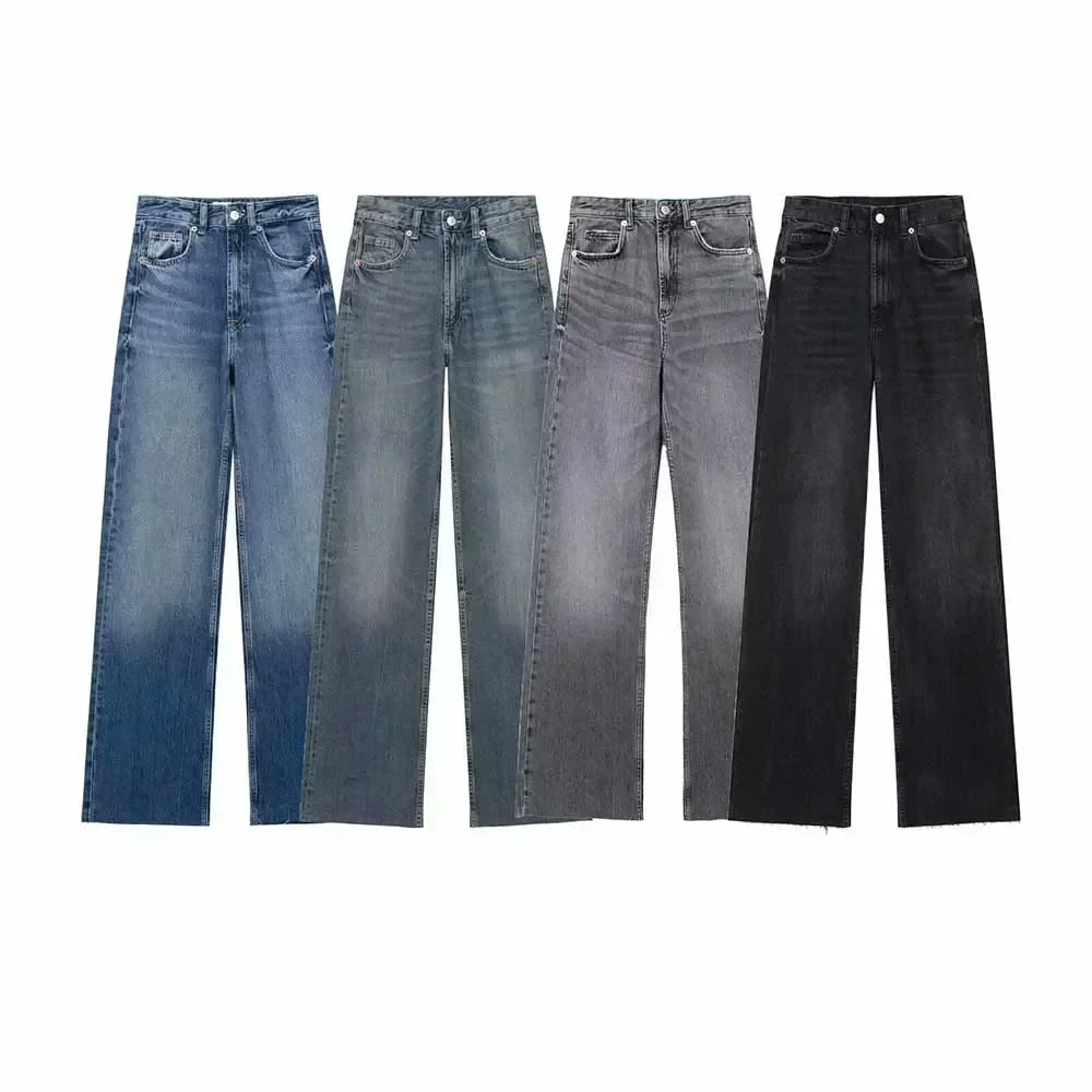 Pantalones vaqueros holgados de pierna ancha para Mujer, Jeans de estilo básico y versátil, Vintage, cintura alta, bolsillos laterales, moda femenina