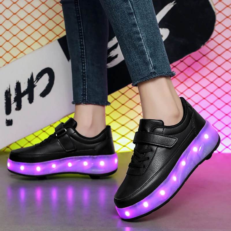 Wrotki Buty 4-kołowe Trampki Dzieci Chłopcy Migające Światło Led Prezent Dziewczynki Moda Sport Dorywczo Led Światło Dzieci Zabawki Buty