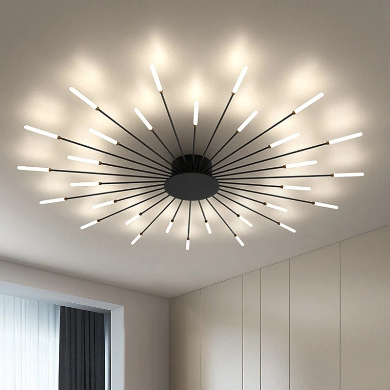 Modern LED Chandelier Creative Fireworks Design Large Inch Ceiling Light Restaurant Living Room Lobby Nordic Interior Lighting