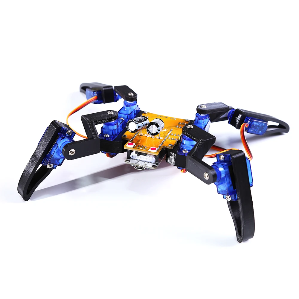 8 Dof Spide STEAM Educational Quadruped Spider Robot Kit for Arduino MG90 with Speech Remote Control Graphical Programming Toys