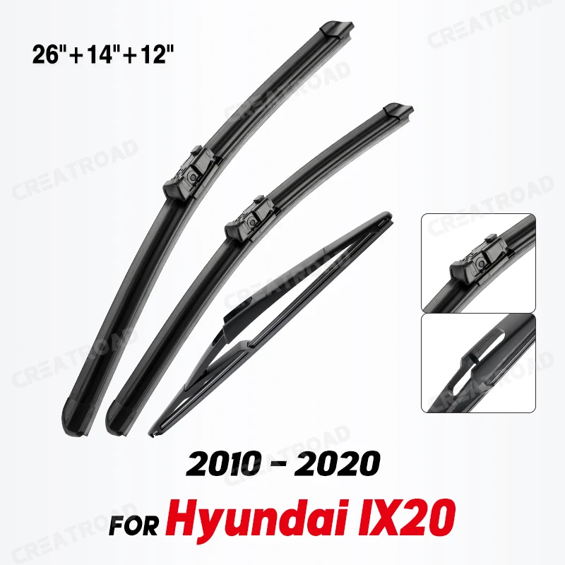 Wiper LHD Front & Rear  Wiper Blades Set For Hyundai IX20 2010 - 2020 Windshield Windscreen Window Rain Brushes 26\