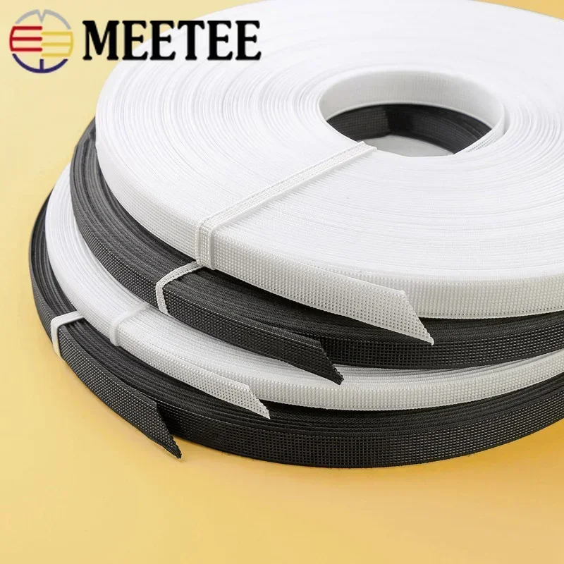 50Yards Meetee 6-15mm Plastic Boning Black White for Bras DIY Corset Wedding Dress Making Sewing Accessories Bone Support Tape