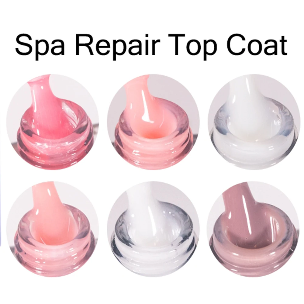 KODIES GEL Spa Repair Top Coat Milky White Jelly Pink Gel Nail Polish Finish No Wipe Semi Permanent UV Glossy Topcoat Manicure