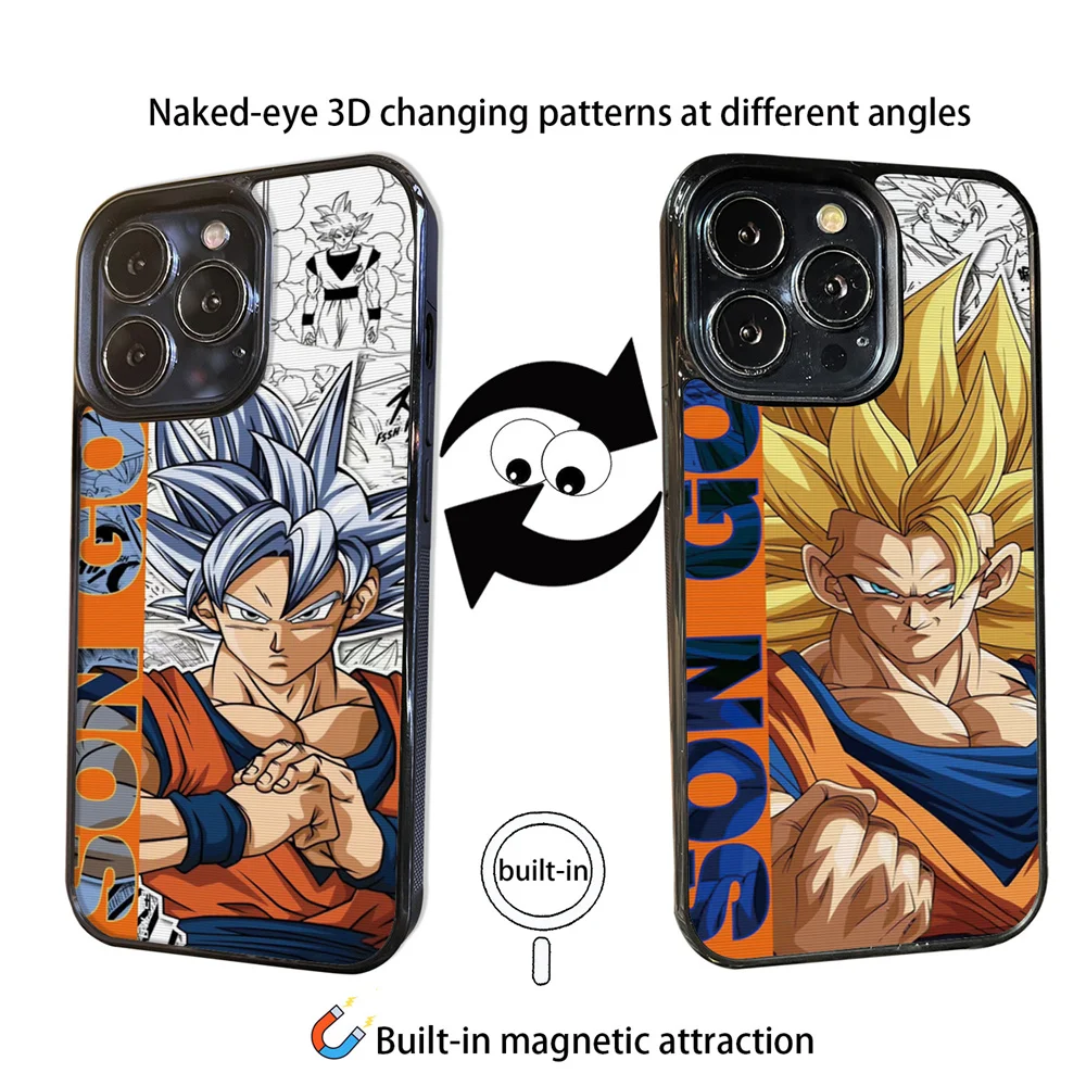 Anime Dragon Ball 3D Visual Case for iPhone 16 15 14 13 12 pro max Goku Vegeta for Magsafe Magnetic Charge Phone Cases