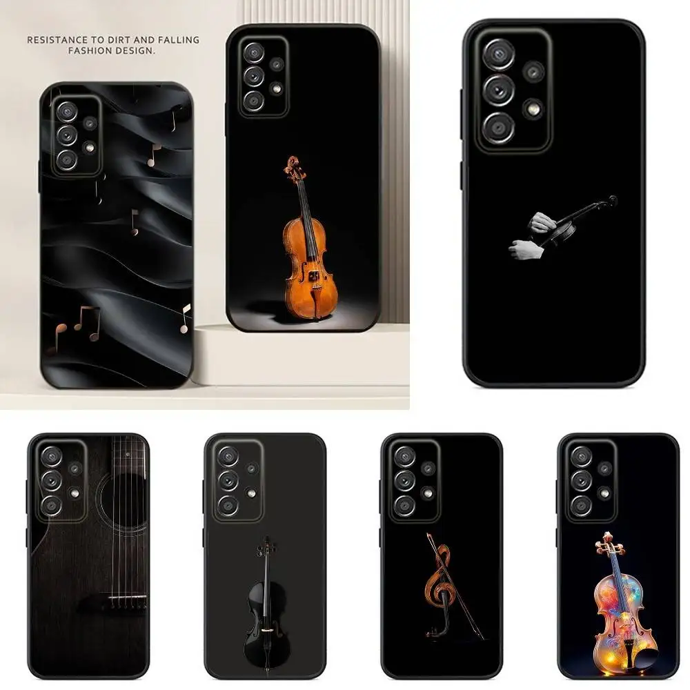 

Music Musical Violin Guitar Phone Case For Samsung S24,23,22,21,20,10,10E,S9 Plus FE Note 20 Ultra 10,9 Plus Black Case