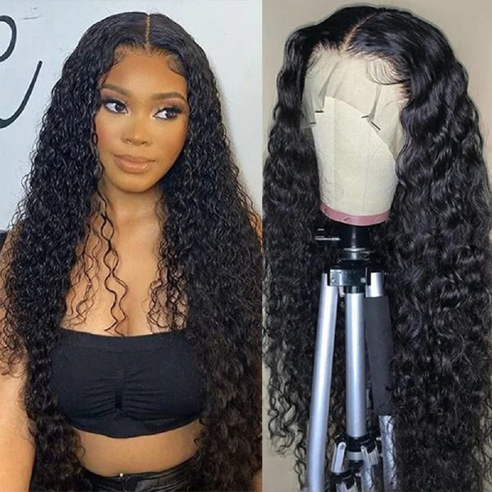 13x4 Deep Wave Lace Front Wig Human Hair HD Transparent Lace Frontal Wigs For Women Pre Plucked With Baby Hair Water Wave Wig