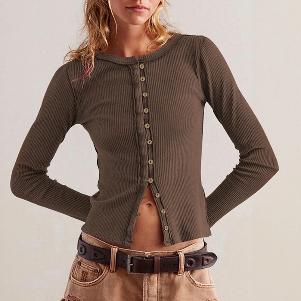 

Women's Autumn Sweater K-Fashion Plain Long Sleeve round Neck Skinny Fit Daily Basic Style