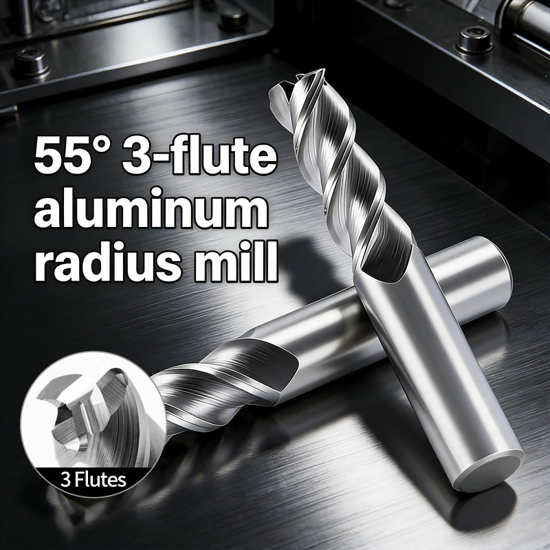 

3 Flute HRC55 Round Nose Carbide End Mill D4/D8/D12 Straight Shank R Corner Milling Bit CNC Tool for Steel Aluminum Alloy Metal