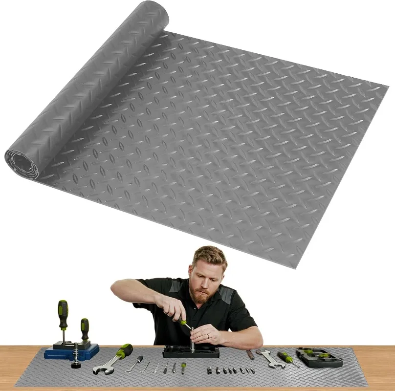 Workbench Mat, PVC Workbench Mat with Anti Slip Texture, 2mm Thick Scratch and Stain Resistant Surface, Gray