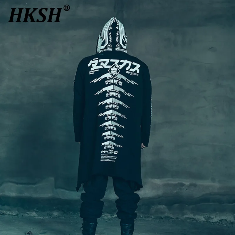 HKSH Spring Autumn New Men's Tide Punk Functional Long Dark Design Japanese Handsome Gothic Cloak Coat Robe Windbreaker HK0872