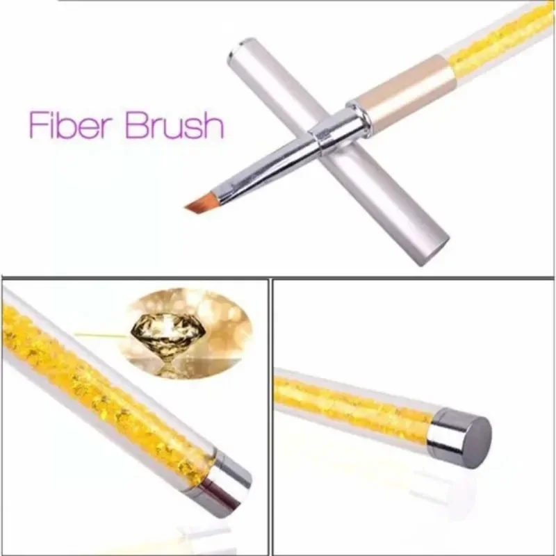 Pincel para decoración de uñas, bolígrafo con diamantes de imitación, mango acrílico, polvo para tallar, Gel, pincel líquido para uñas con tapa, herramientas de manicura