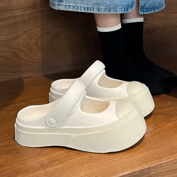 Mary Jane Shoes 2024 New Slippers Women's Summer Shoes Outer Wear Platform Internet Celebrity Hole Shoes