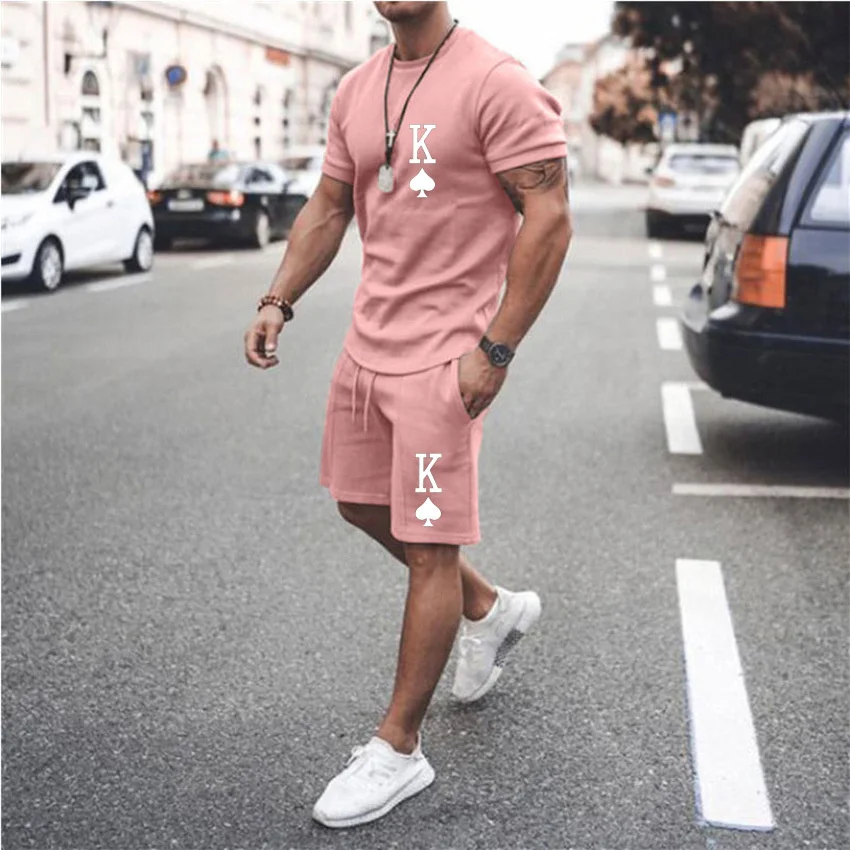 New Men Suit Fashion 2-piece Set Men Street Short Shirts Shorts Pants Casual Oversized Comfortable Clothes Jogging Training Set