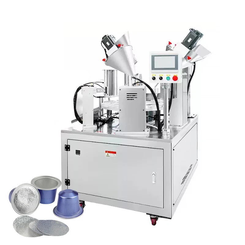 Automatic Coffee  Filling and Sealing Machine Small Scale Automatic Rotary Type  Sealer for Instant Coffee Pod