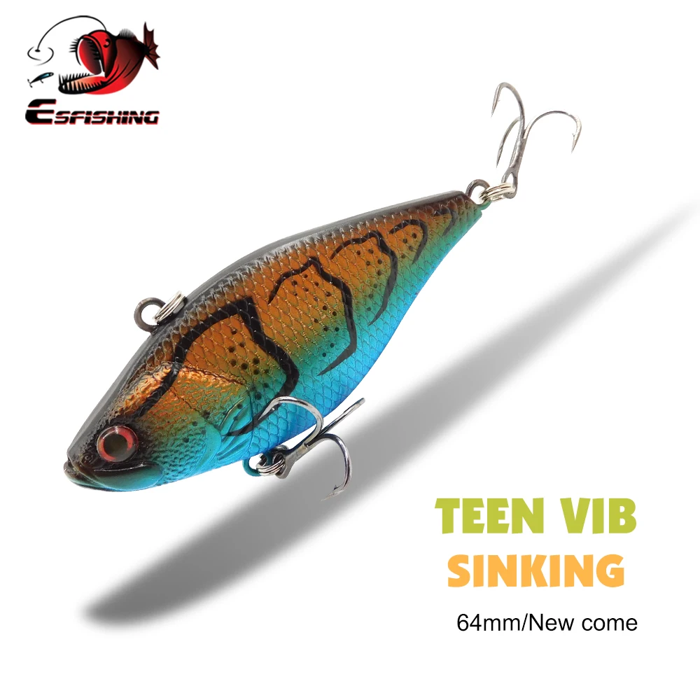 ESFISHING 2023 New Fishing VIB 64mm Sinking Bait Professional Design For Bass Perch Artificial Plastic Lure Tackle For all Fish